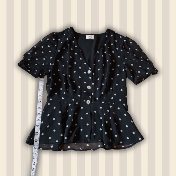 Secondhand Wilfred black + white polka dot blouse - Size 4 - Picture 3 of 5